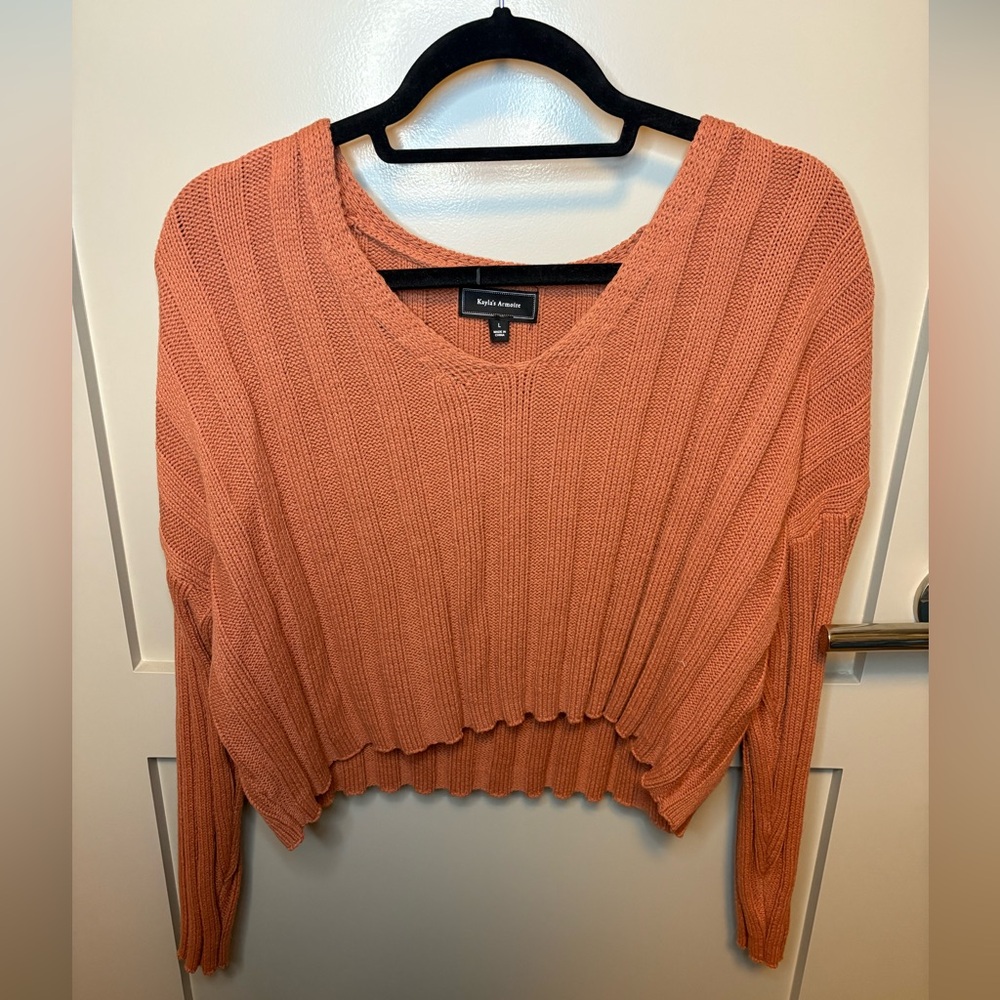 Kendall & Kylie Women's V-Neck Sweater - Orange